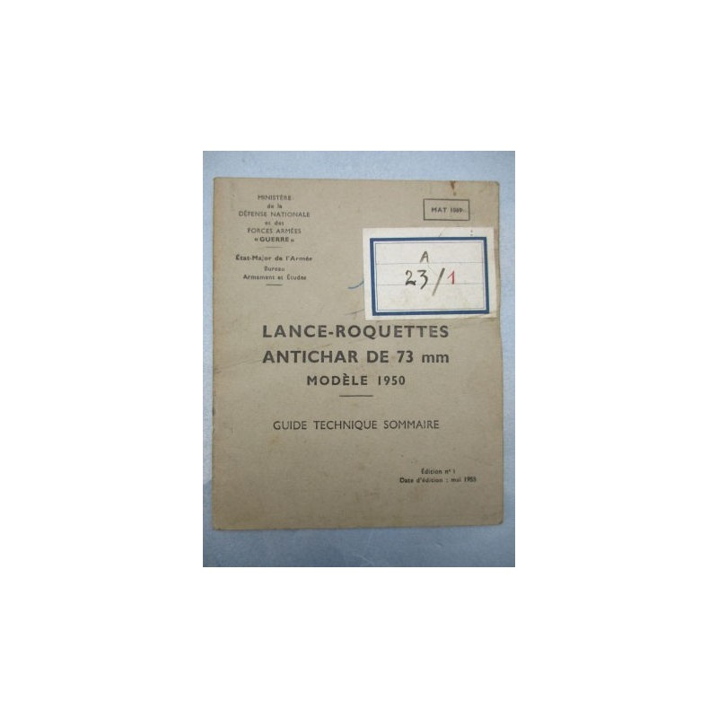 GUIDE TECHNIQUE LANCE ROQUETTES ANTICHAR DE 73mm
