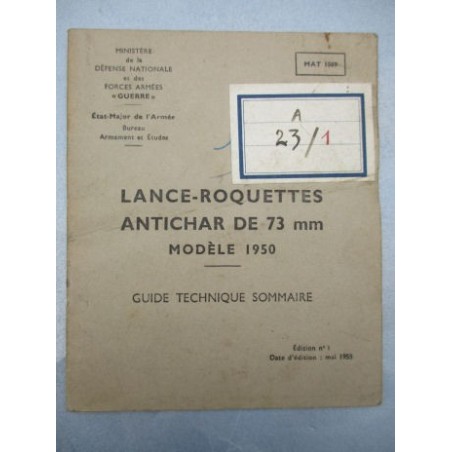GUIDE TECHNIQUE LANCE ROQUETTES ANTICHAR DE 73mm