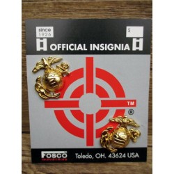 PAIRE INSIGNE DE COL USMC OR