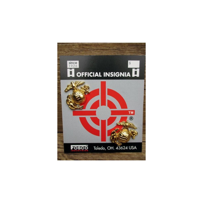 PAIRE INSIGNE DE COL USMC OR